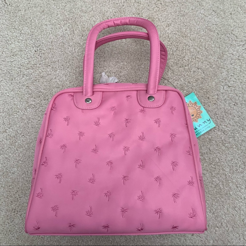 SUNNY HAWAII Pink Mini Purse with Palm Tree Embroidery Print
